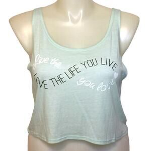 NWT "Live the life you love, love the life you live" Cropped Tank Top size L
